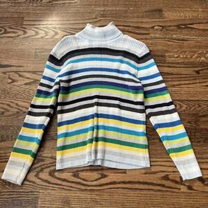 Colorful striped ribbed vintage St. John's Bay turtleneck sweater top